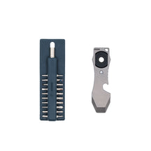 Raw Titanium VERTEX Talon with the nickel-plated bit set and storage holder