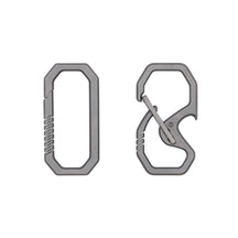 OMNI Link titanium carabiners in Raw Titanium, two designs